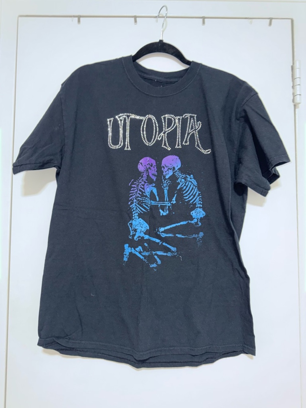 Altru Black Short-Sleeve Tee with Blue & Purple Skeleton Graphic